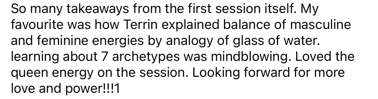 Client: So many takeaways from the first session — learning the 7 archetypes was mindblowing