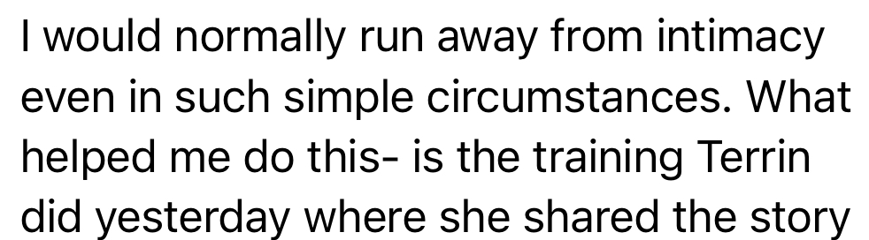 Client: I would normally run away from intimacy